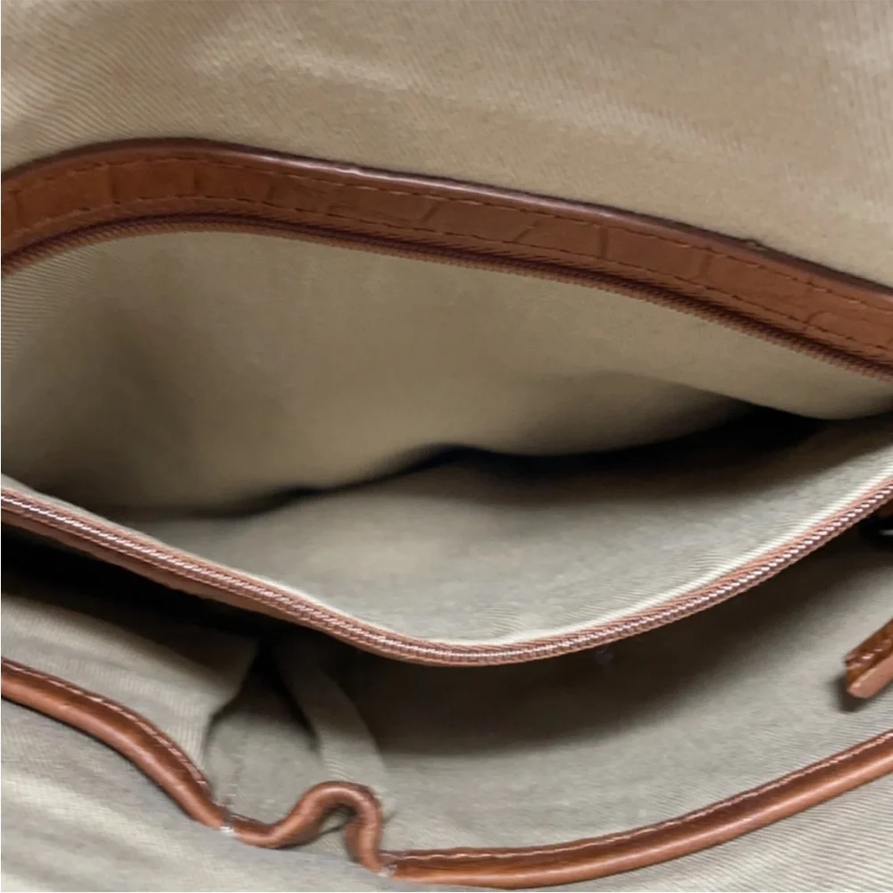 Kenneth Cole New York Brown Leather Messenger Bag Cognac